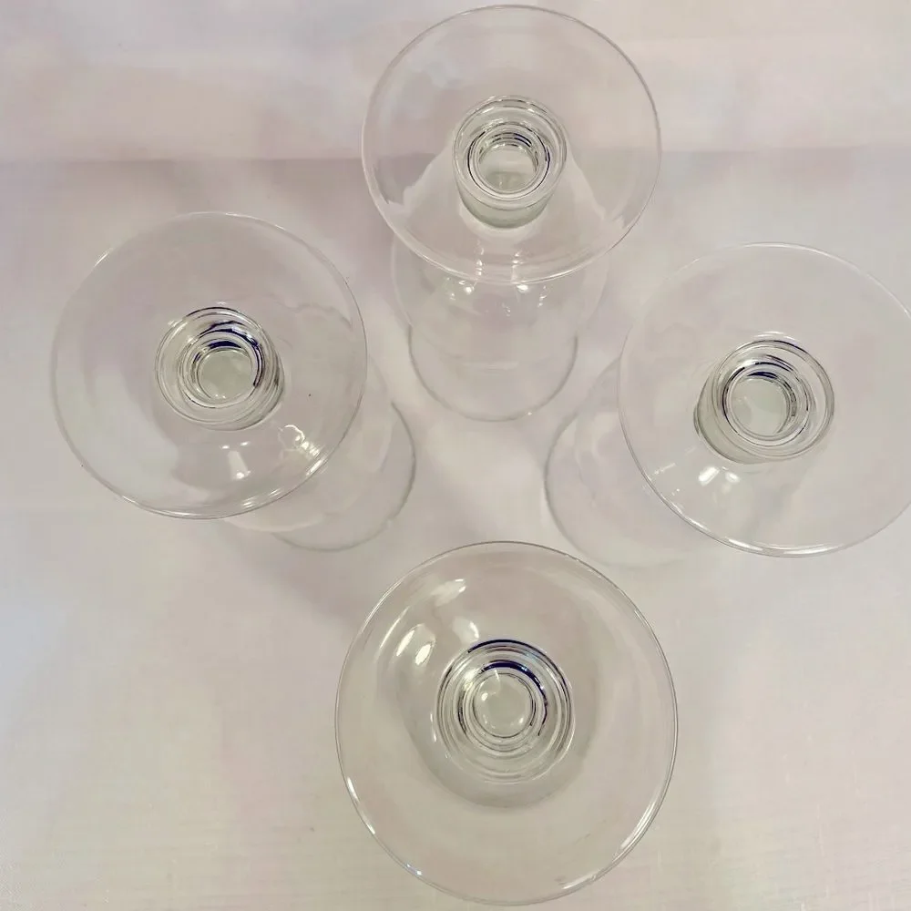 4 VINTAGE PRINCESS HOUSE HURRICANE GLASSES IN HERITAGE PATTERN LIKE NEW